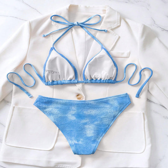 Damen Triangel-Bikini mit strukturiertem Stoff und verstellbaren Trägern EB