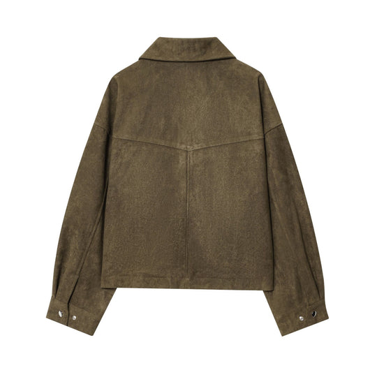 Damen kurz geschnittene Wildlederjacke EB