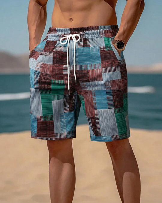 Herren stylische Bade-Shorts mit modernem Graphikmuster EB