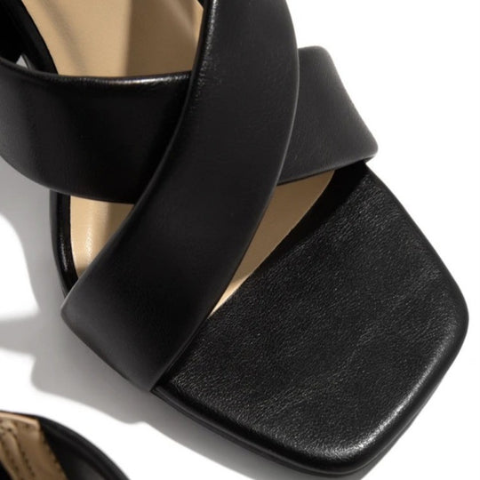 Damen elegante High-Heel Sandalen mit gekreuzten Riemen EB
