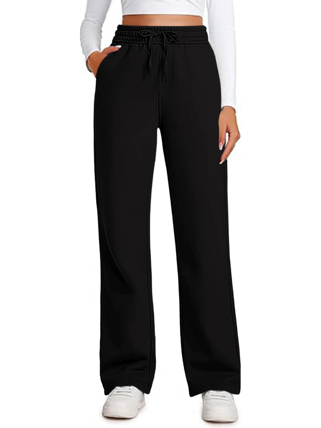 Damen Lässige Freizeithose mit weitem Schnitt und elastischem Bund EB
