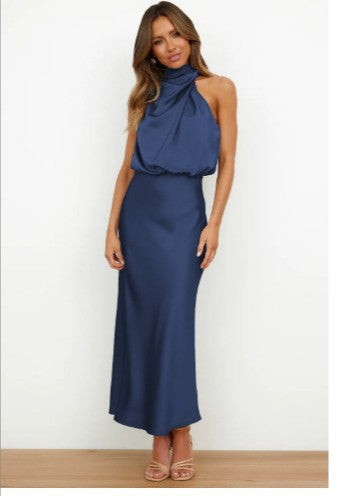 Damen Elegantes Etuikleid mit asymmetrischem Kragen und fließendem Schnitt EB