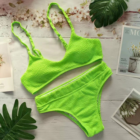 Damen Triangel-Bikini mit elastischem Wellenmuster und komfortablem Schnitt EB