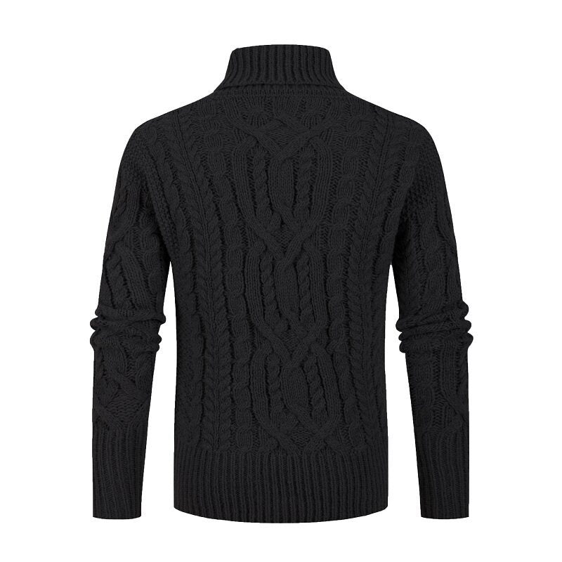 Herren Grobstrickpullover mit Schalkragen und raffinierten Zopfmuster EB