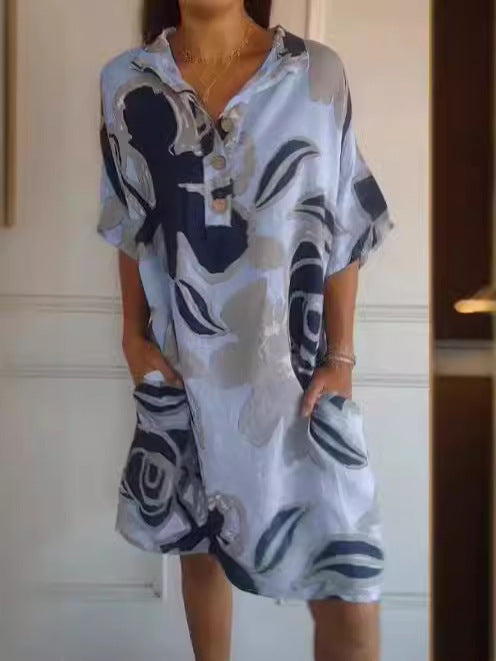 Damen lässiges Kapuzenkleid mit floralem Design EB