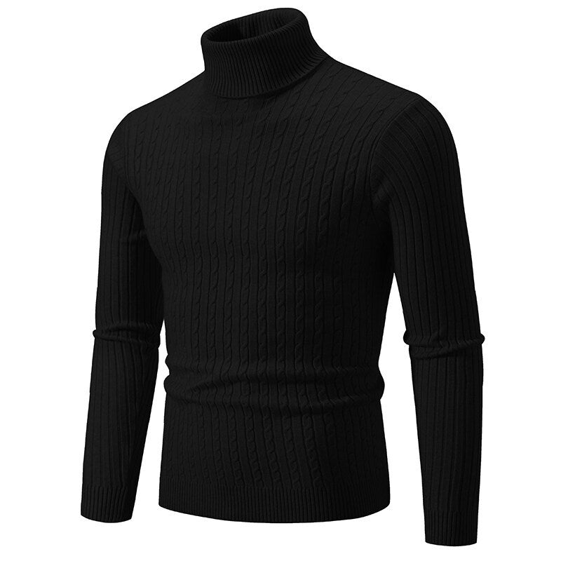 Herren nan Rollkragenpullover mit Zopfstrick und schlanker Passform EB