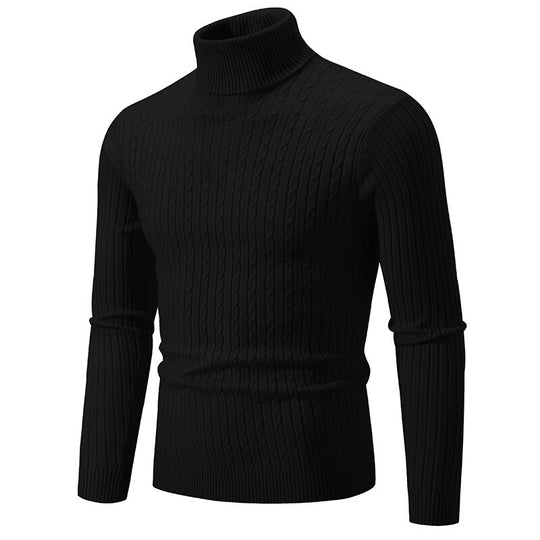 Herren nan Rollkragenpullover mit Zopfstrick und schlanker Passform EB