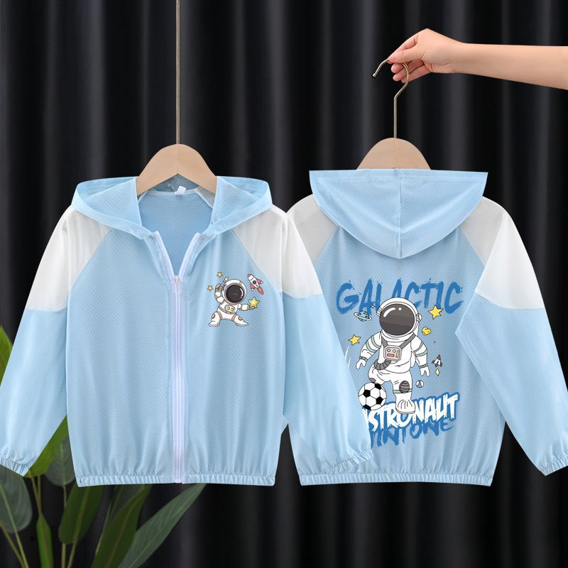 Unisex nan leichte atmungsaktive Kinder-Sommerjacke mit Kapuze und Astronautenprint  EB