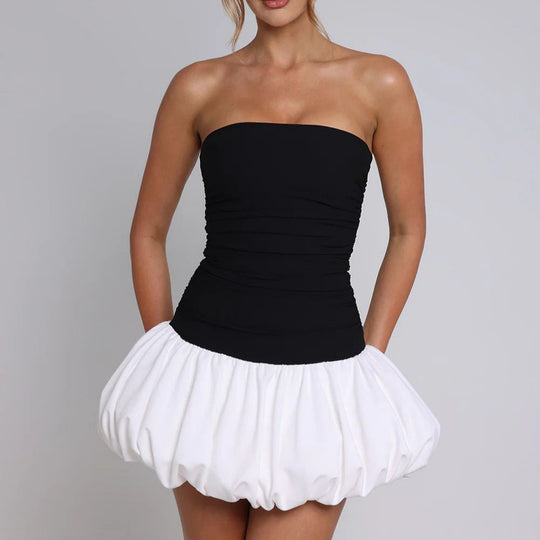 Damen Minikleid mit Rüschen und trägerlosem Design EB