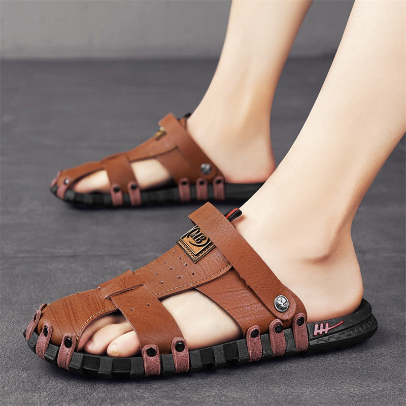 Herren Bequeme Leder-Sandalen mit innovativem Riemensystem EB