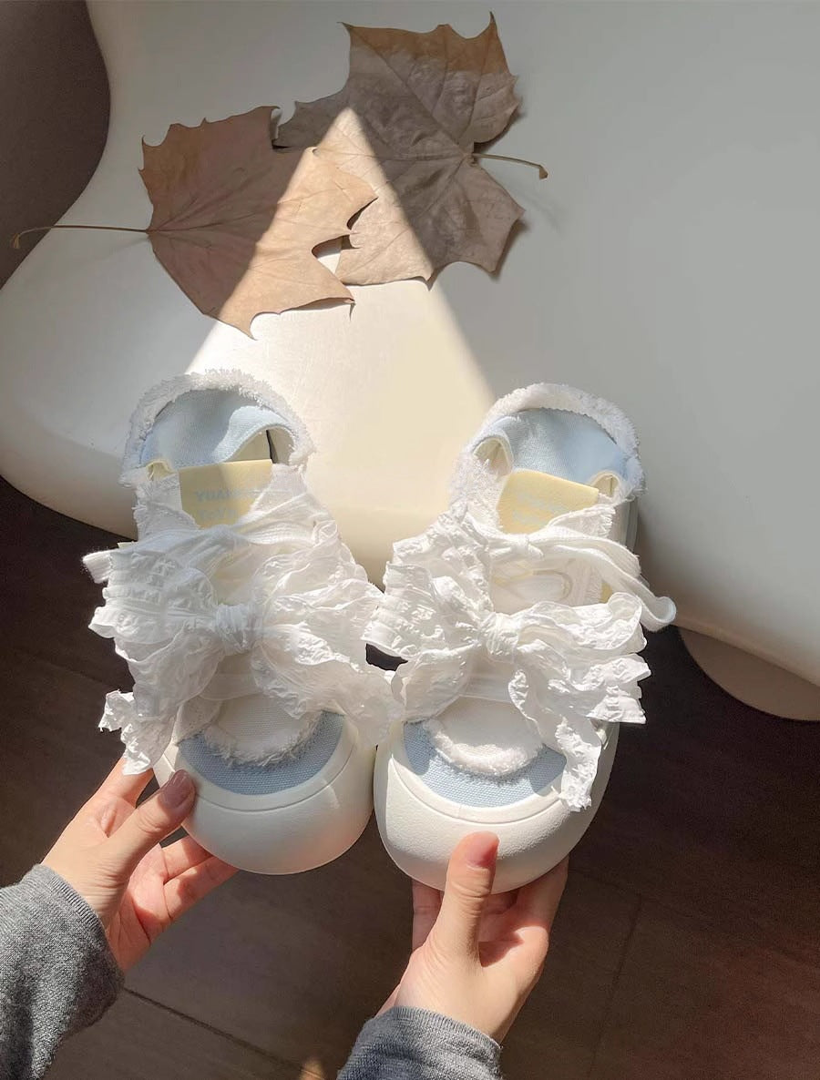 Damen Sneaker mit 3D-Rüschen-Design und atmungsaktivem Obermaterial EB