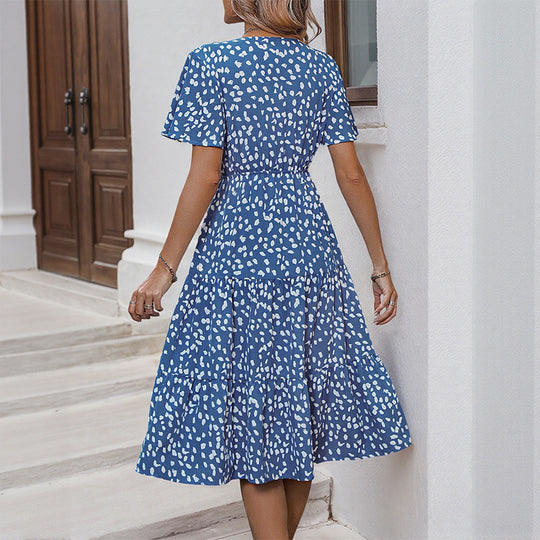 Damen Midikleid mit verspieltem Rüschendesign und taillierter Taille EB