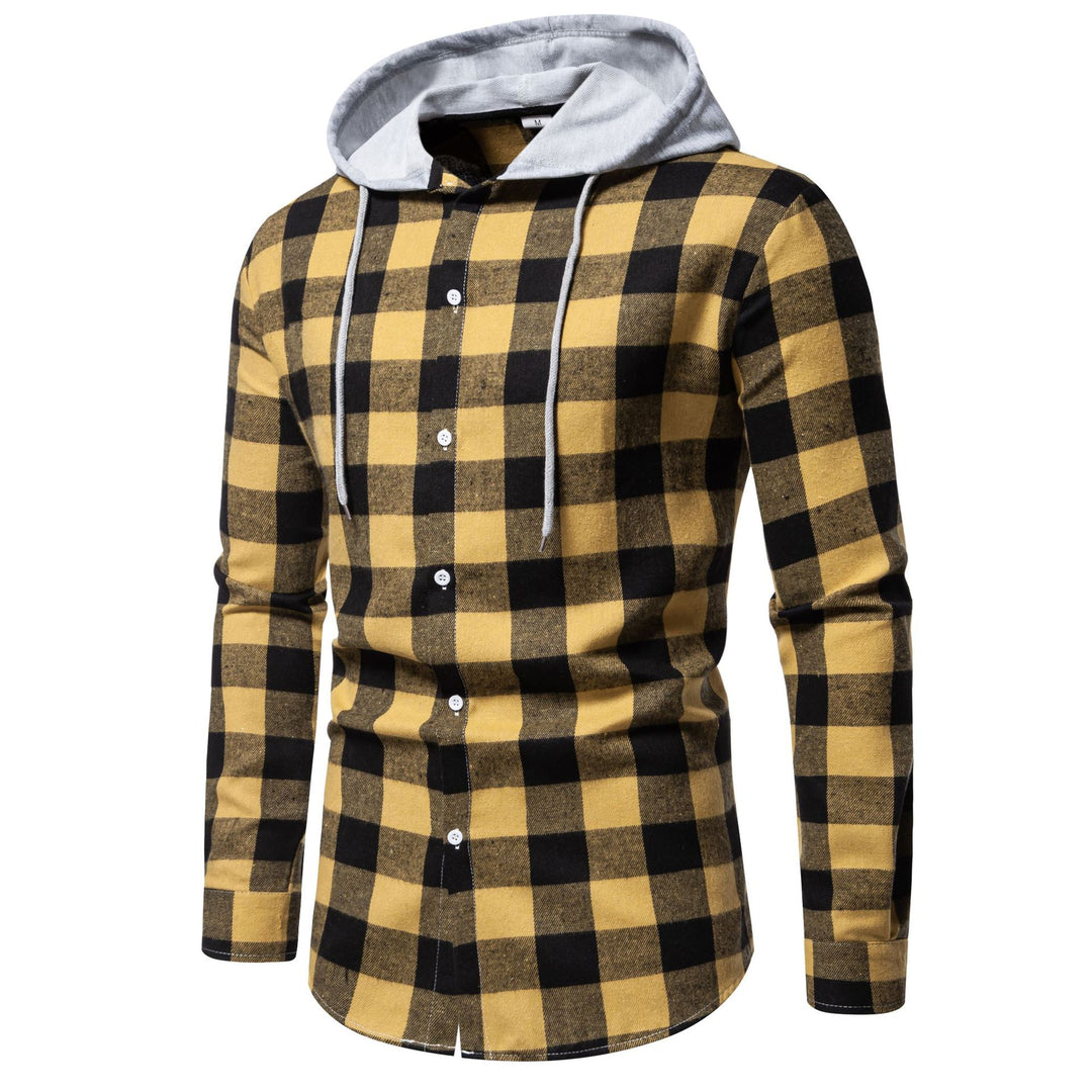 Herren Karo-Hemdjacke mit Kapuze und modernem Schnitt EB