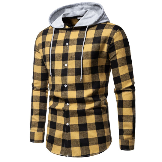 Herren Karo-Hemdjacke mit Kapuze und modernem Schnitt EB