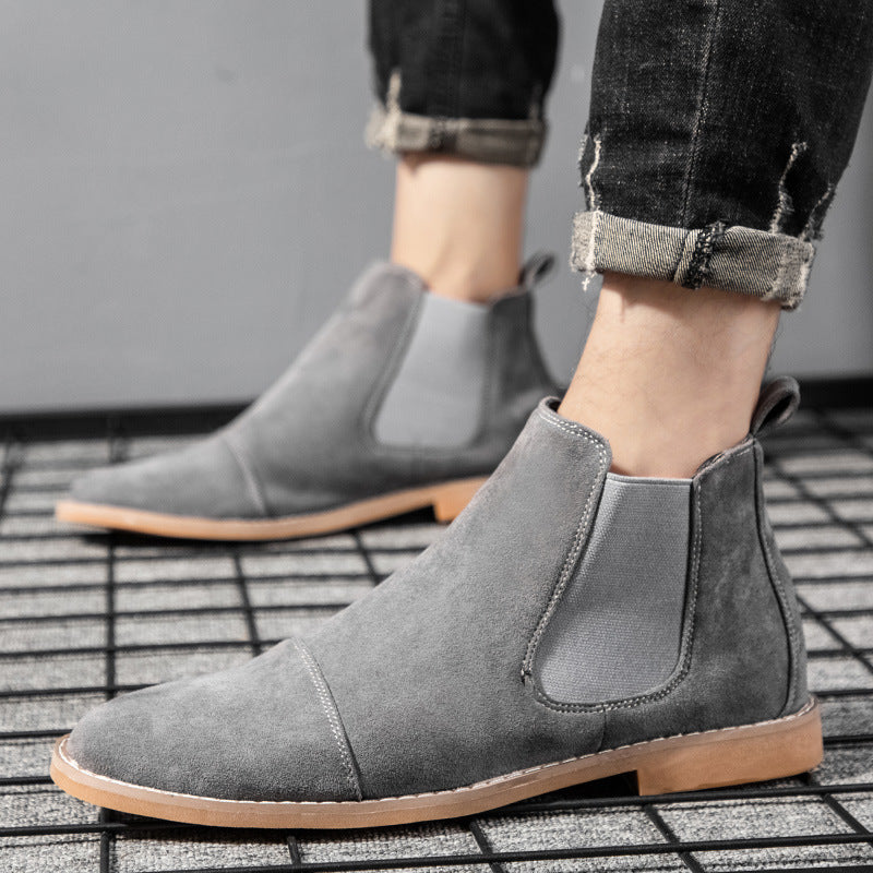 Damen Elegante Veloursleder Chelsea Boots mit elastischen Einsätzen EB