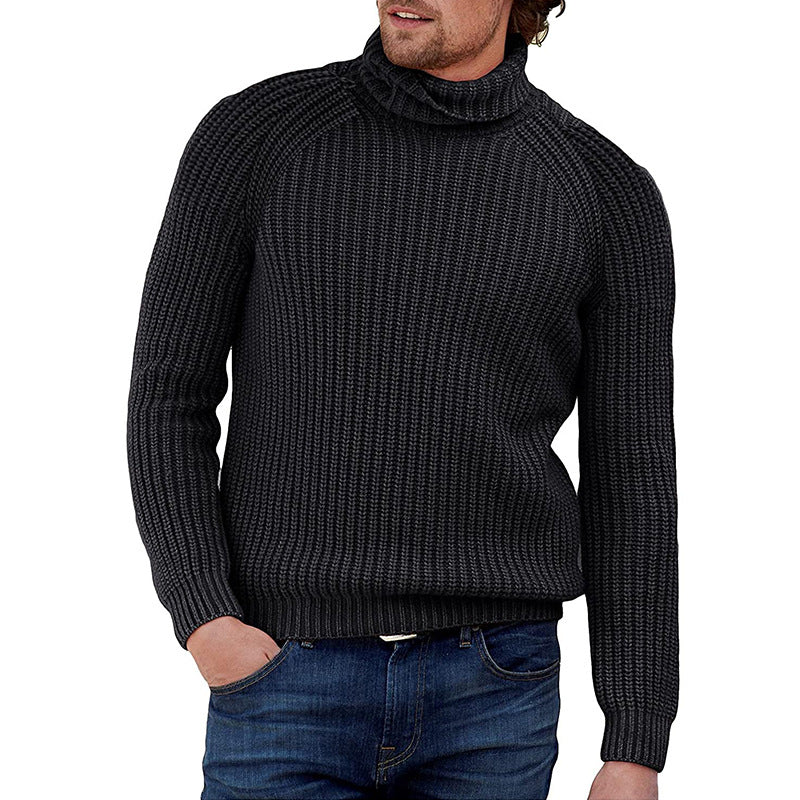 Herren Grobstrick Pullover mit hohem Kragen EB