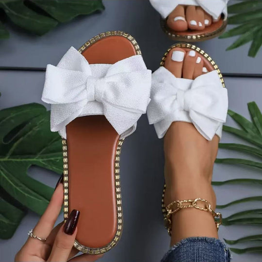 Damen Flip-Flops mit dekorativem Schleifen-Design und rutschfester Sohle EB