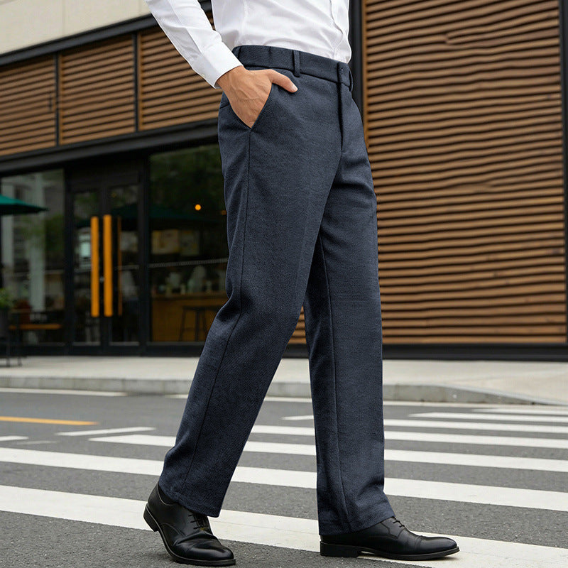 Herren Elegante gerade Tailoring-Hose mit Bügelfalte und feiner Fischgrätstruktur EB