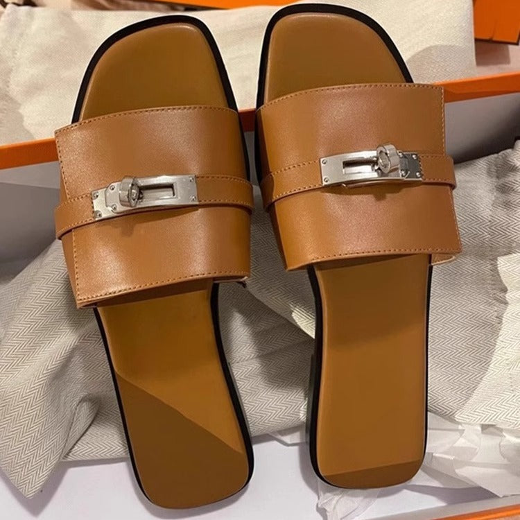 Damen Komfortable Slides mit modischem Riemendesign EB