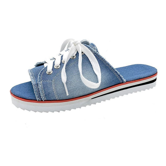Damen lässige Denim-Sandalen im Sneaker-Stil EB