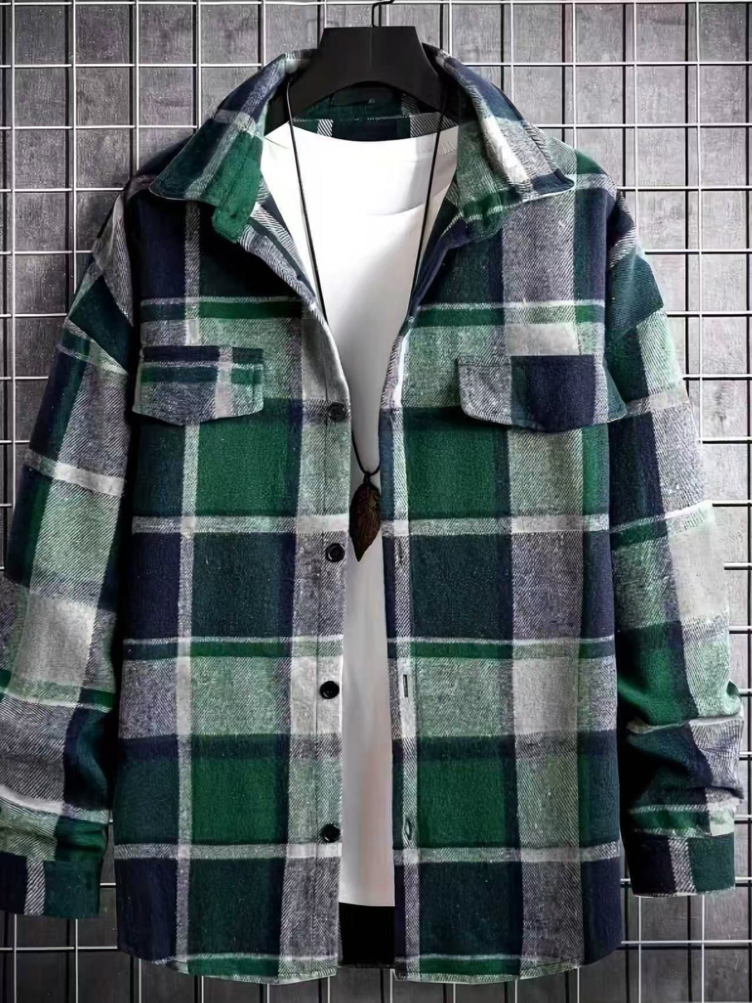 Herren nan weite Karo-Hemdenjacke aus weichem Flanell mit aufgesetzten Brusttaschen EB