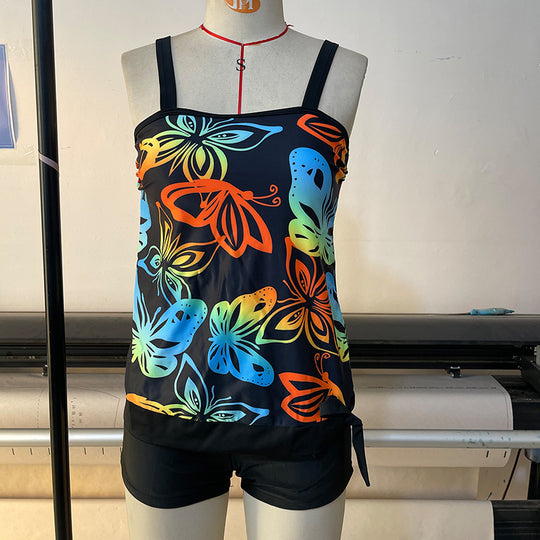Damen Tankini mit modischem Blumenmuster und regulierbaren Trägern EB