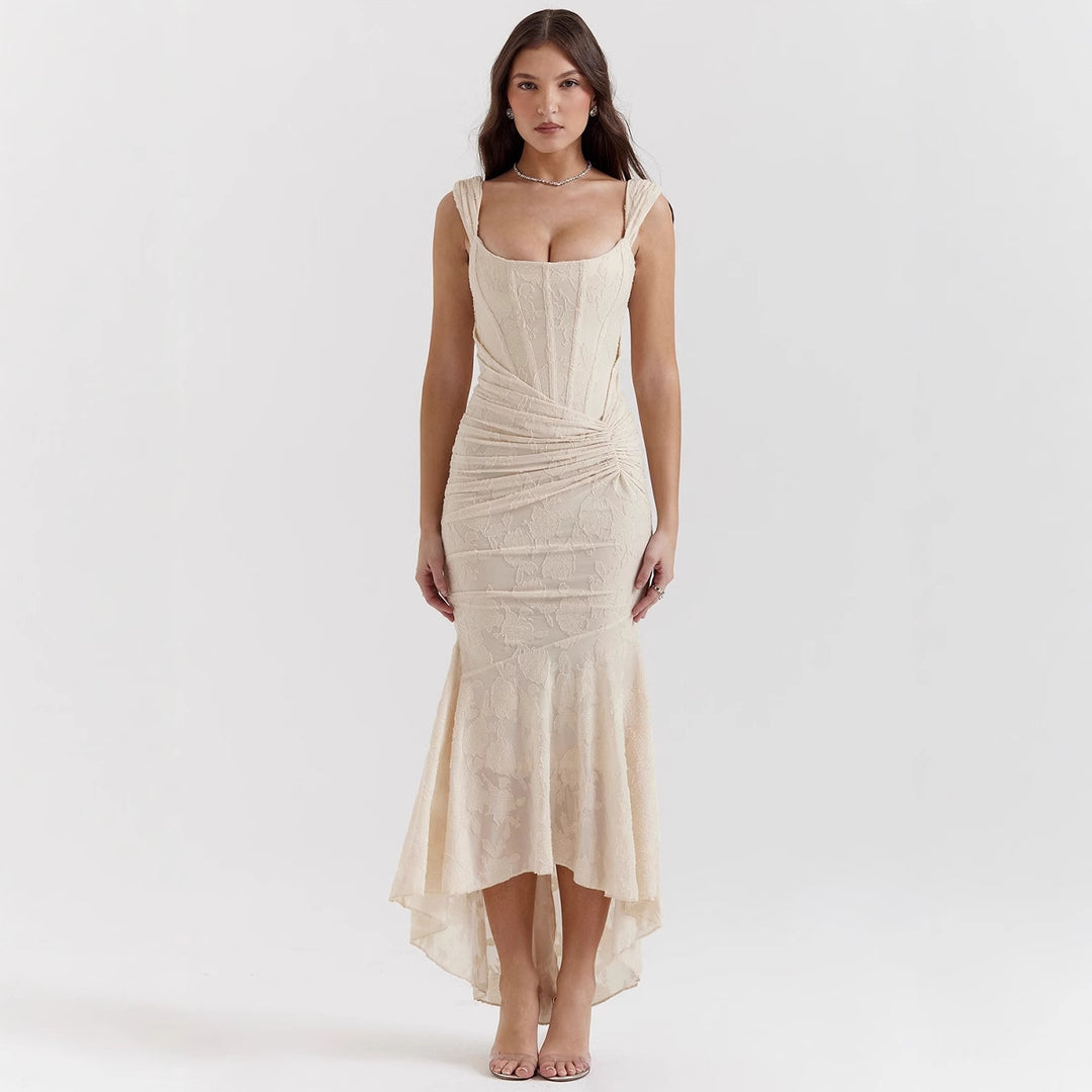 Damen Elegantes Maxikleid mit raffinierten Rüschen und schmeichelndem Schnitt EB