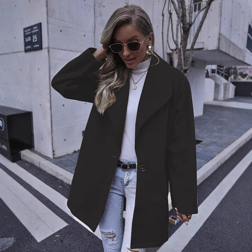 Damen modischer Oversized-Mantel mit strukturiertem Design EB