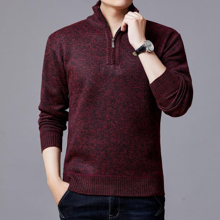 Herren Strickpullover mit modernem Stehkragen und strukturierter Oberfläche EB