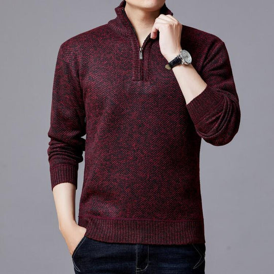 Herren Strickpullover mit modernem Stehkragen und strukturierter Oberfläche EB