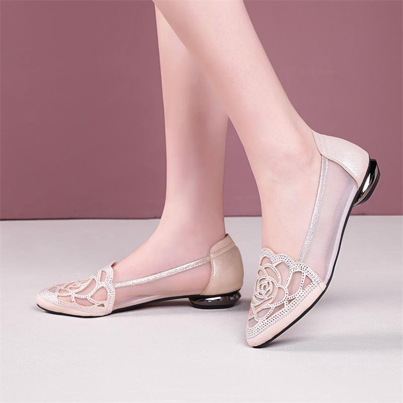 Damen Ballerinas mit eleganten Spitzen und flacher Sohle EB