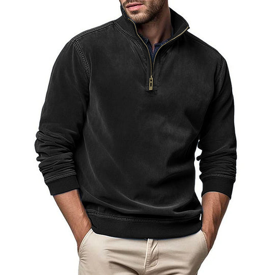Herren Halbzip Sweatshirt mit Stehkragen und Rippbündchen EB