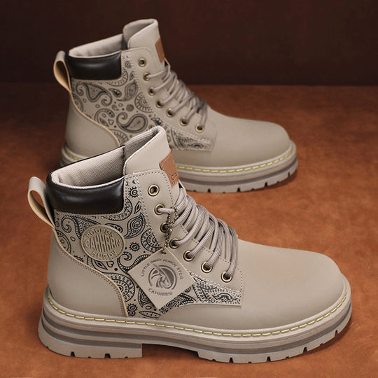 Damen Modische und robuste High-Top Stiefel mit detaillierter Paisleymuster EB