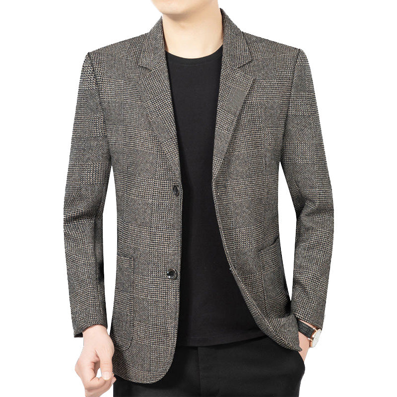 Herren Glencheck-Sakko Slim Fit aus Wollmischung mit dezentem Overcheck EB