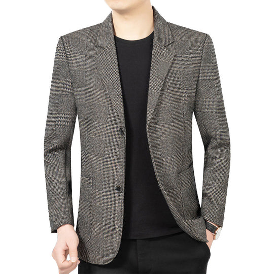 Herren Glencheck-Sakko Slim Fit aus Wollmischung mit dezentem Overcheck EB