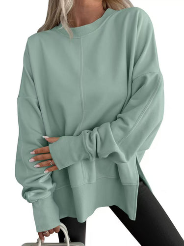 Damen Bequemer Langarm-Sweater mit Seitenschlitzen EB