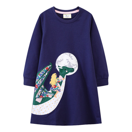 Mädchen Sweatkleid mit zauberhaftem Drachenmotiv EB