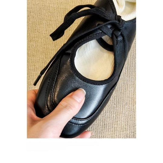 Damen Bequeme Schnürer im Retro‑Ballerina‑Look mit verstecktem Keil und Komfortfußbett EB