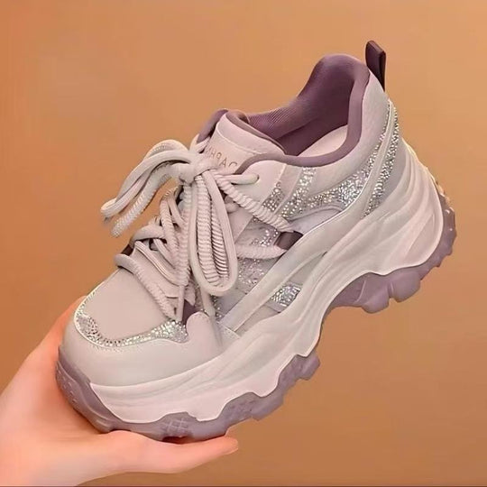 Damen Sportliche Sneakers mit auffälliger Dämpfung und glitzernden Akzenten EB