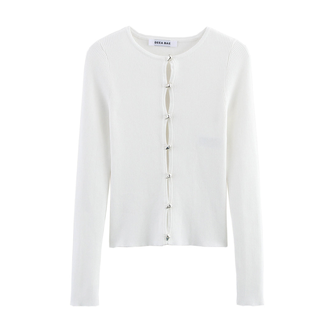 Damen elegante Strickjacke mit modischen Knopfdetails EB