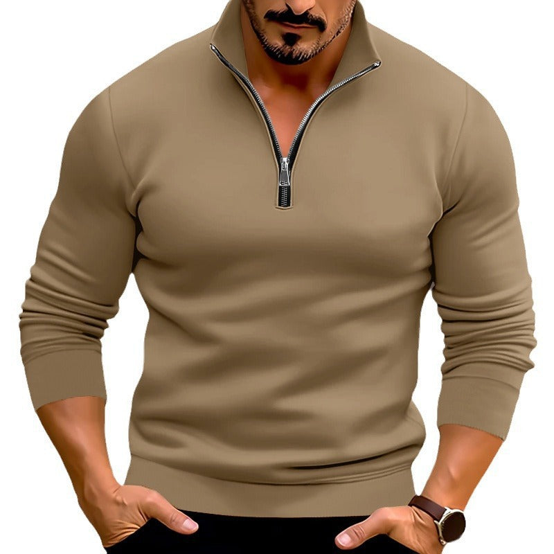 Herren Pullover mit halbem Reißverschluss und modernen Akzenten EB