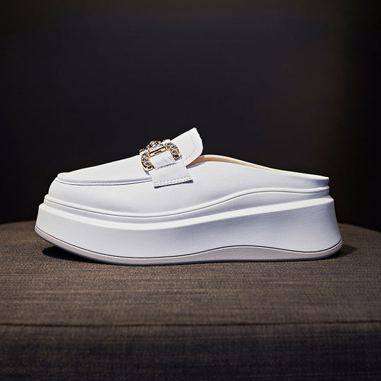 Damen elegante Plateau Clogs mit modischer Schnallen-Applikation EB