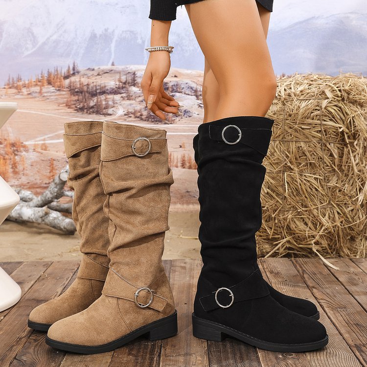 Damen Hohe Stiefel mit modischem Ringdetail und komfortablem Innenfutter EB