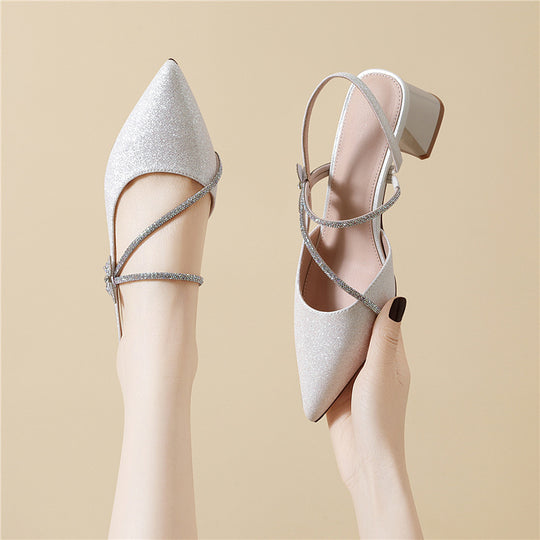 Damen Elegante Slingback-Pumps mit funkelndem Schmuckdetail EB