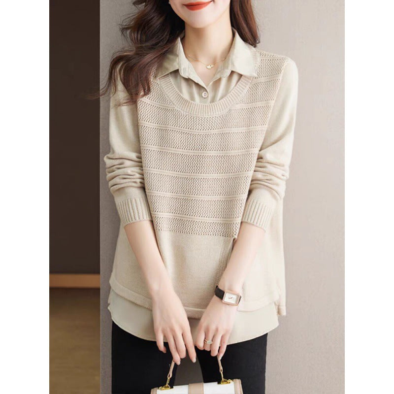 Damen Strickpullover mit layerndem Design und harmonischer Textur EB