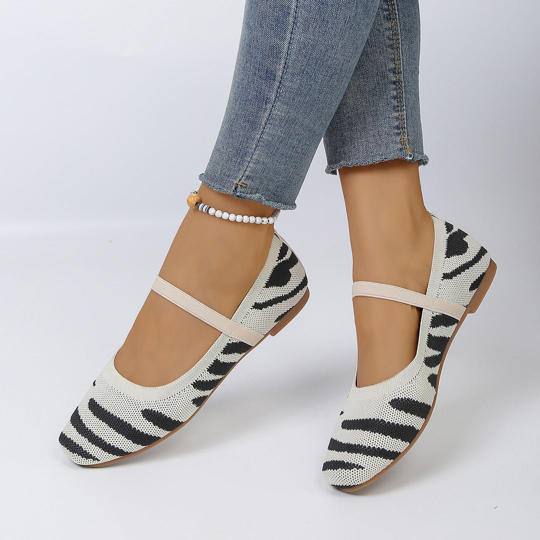 Damen bequeme Ballerinas mit elastischem Riemen EB