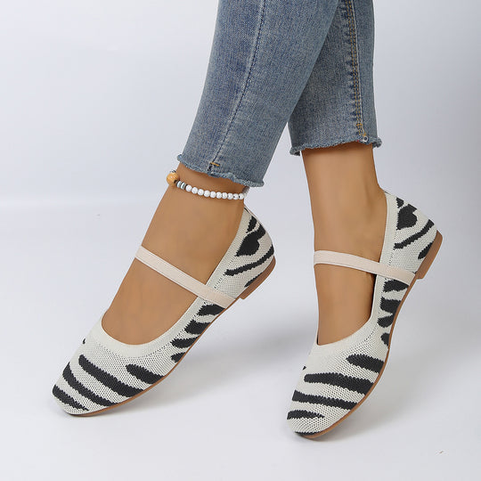 Damen bequeme Ballerinas mit elastischem Riemen EB