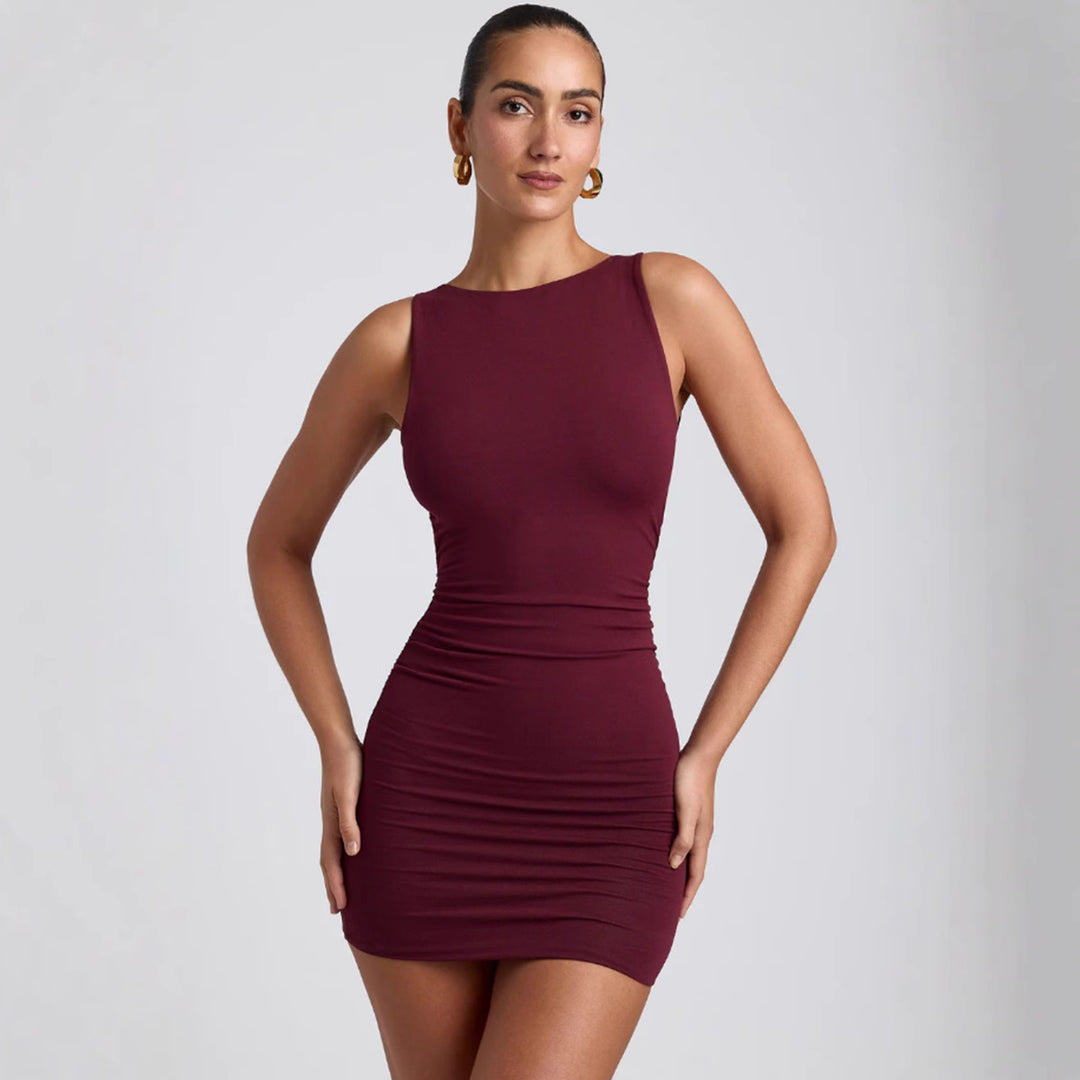 Damen figurbetontes Mikrokleid mit breiten Trägern und Komfortstretch EB