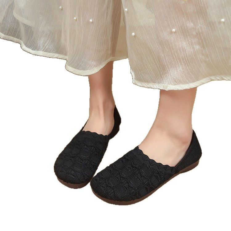 Damen Komfortable Ballerinas mit modischem Strickdesign EB