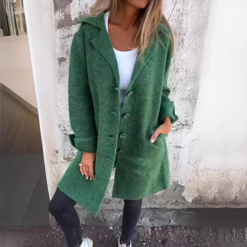 Damen kuscheliger Oversize-Mantel mit praktischen Taschen und elegantem Revers EB